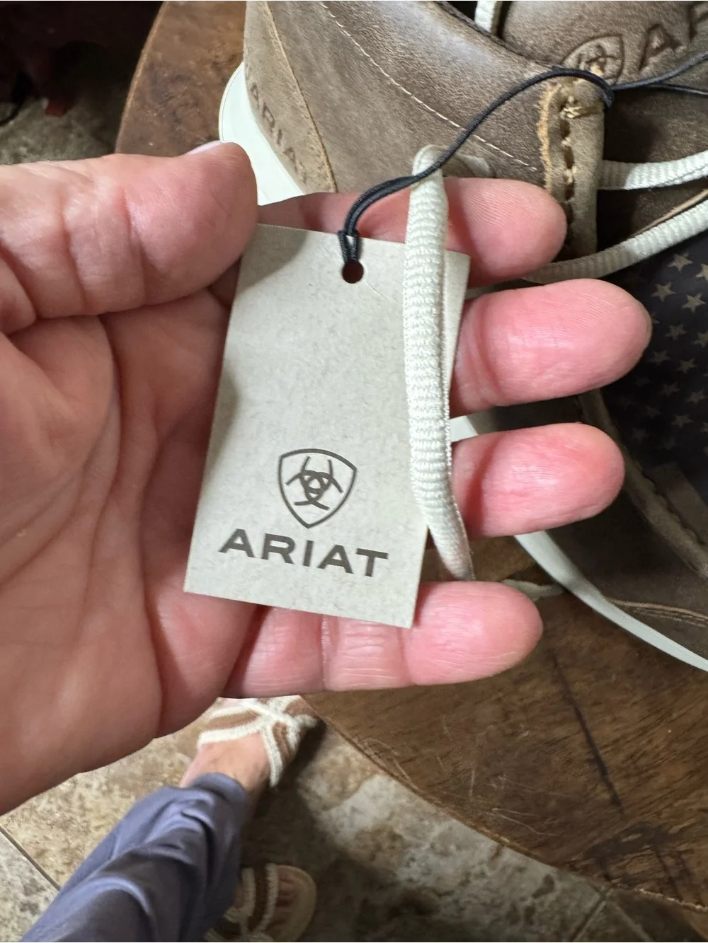 Ariat Brown Chukka Boots with Flag Print